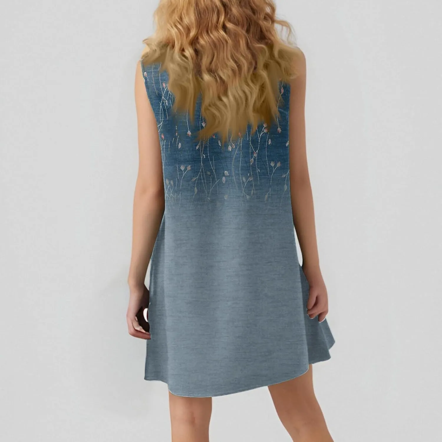 T-Shirt Dresses Women Summer Sleeveless Ruffle Hem Mini Dress Casual Crewneck Cute Printed Sundress 2025
