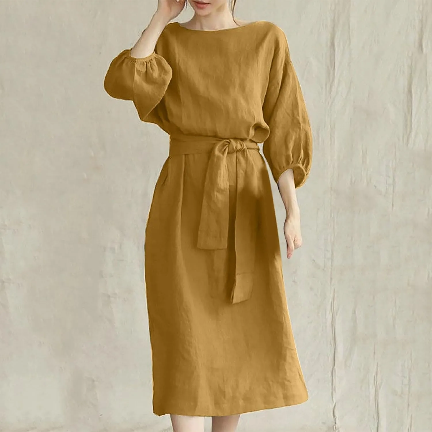 TARIENDY Women Casual Dresses Summer Lace Up Dress Plus Size Plain Lounge Dress Loose Fit Comfy Midi Dresses 2025 Trendy