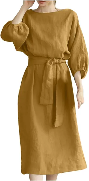 TARIENDY Women Casual Dresses Summer Lace Up Dress Plus Size Plain Lounge Dress Loose Fit Comfy Midi Dresses 2025 Trendy