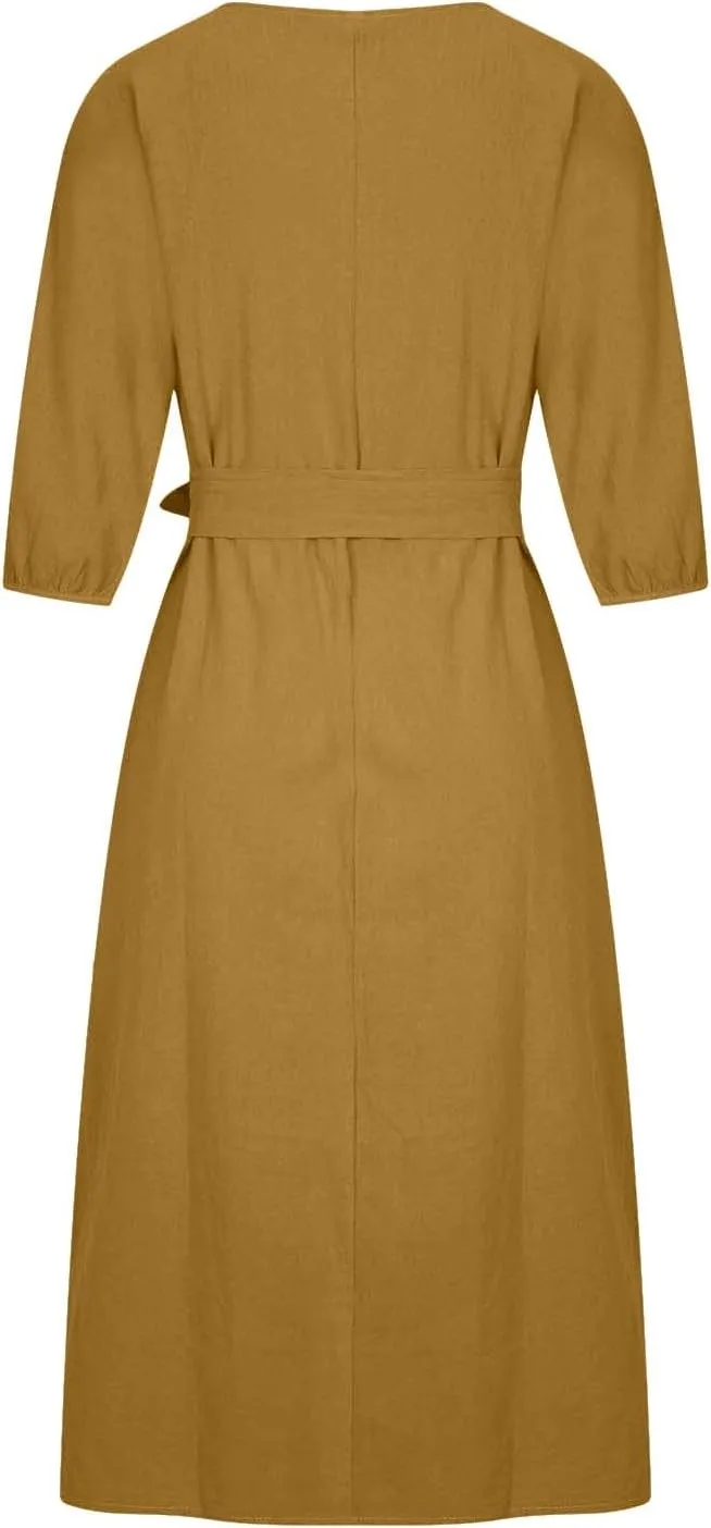 TARIENDY Women Casual Dresses Summer Lace Up Dress Plus Size Plain Lounge Dress Loose Fit Comfy Midi Dresses 2025 Trendy