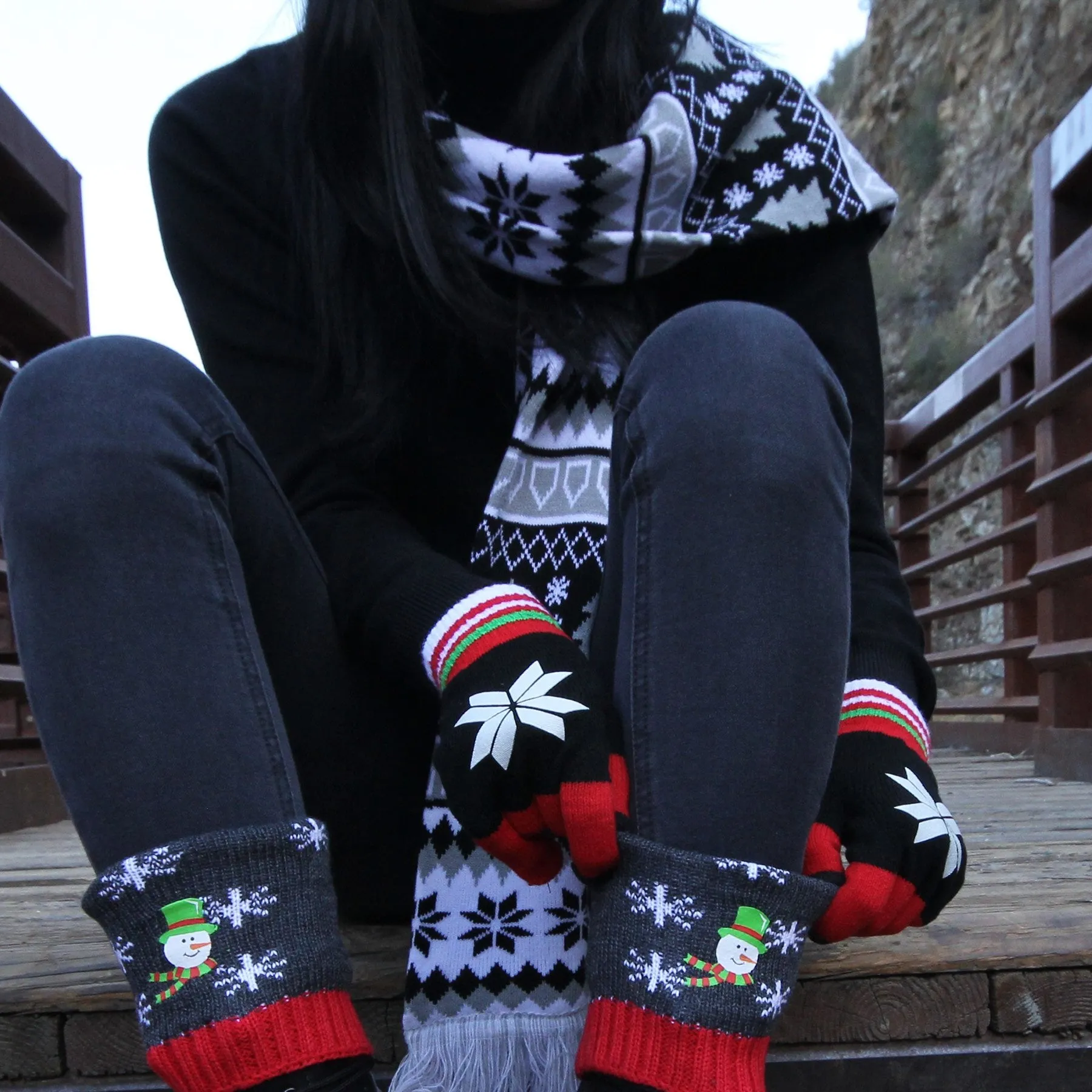 TeeHee Socks Women's Winter Double Layer Acrylic Scarves 3-Pack (12271)