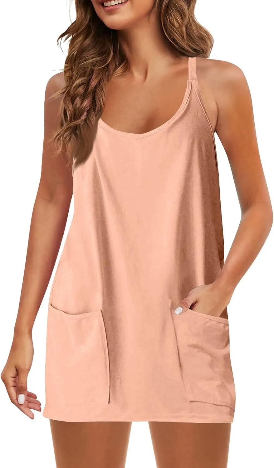 Tennis Dresses for Women Women's Summer Sleeveless Athletic Dress Spaghetti Strap Short Flapper Dresses with Pockets