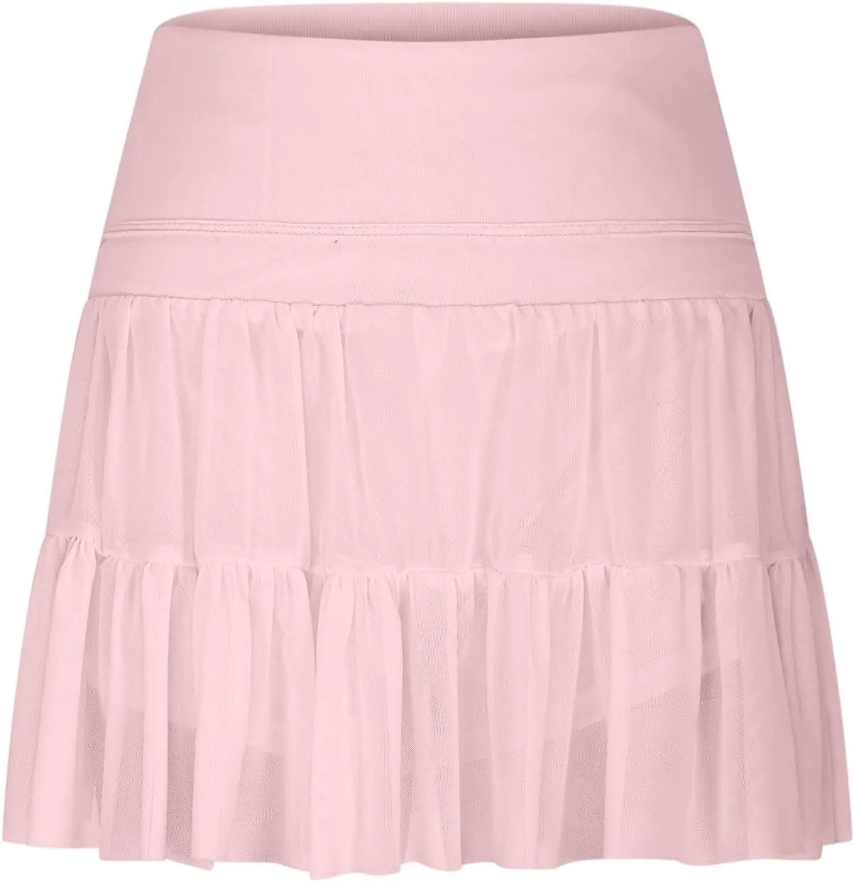 Tennis Skirts for Women Solid Elastic Waisted Tiered Smocked Ruffle Skirt Summer Casual Vacation Beach Short Skirt