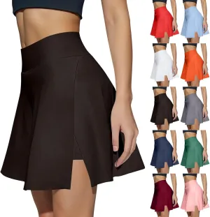Tennis Skirts for Women with Shorts Underneath High Waisted Slit Golf Skort with Pockets Pickleball Athletic Skirt