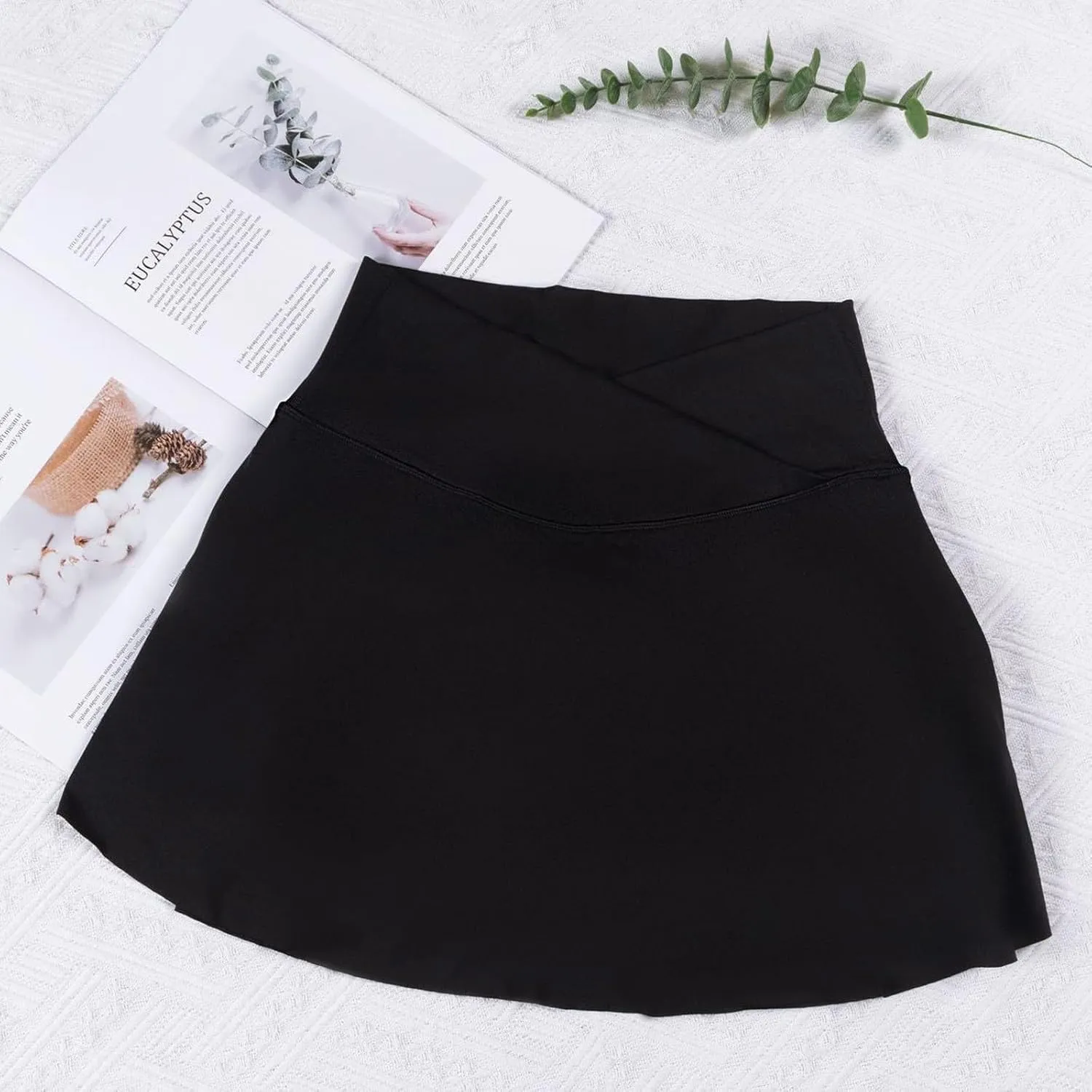 Tennis Skirts for Women with Shorts V Cross High Waisted Tummy Control Golf Skirt Gym Workout Skorts with Pockets