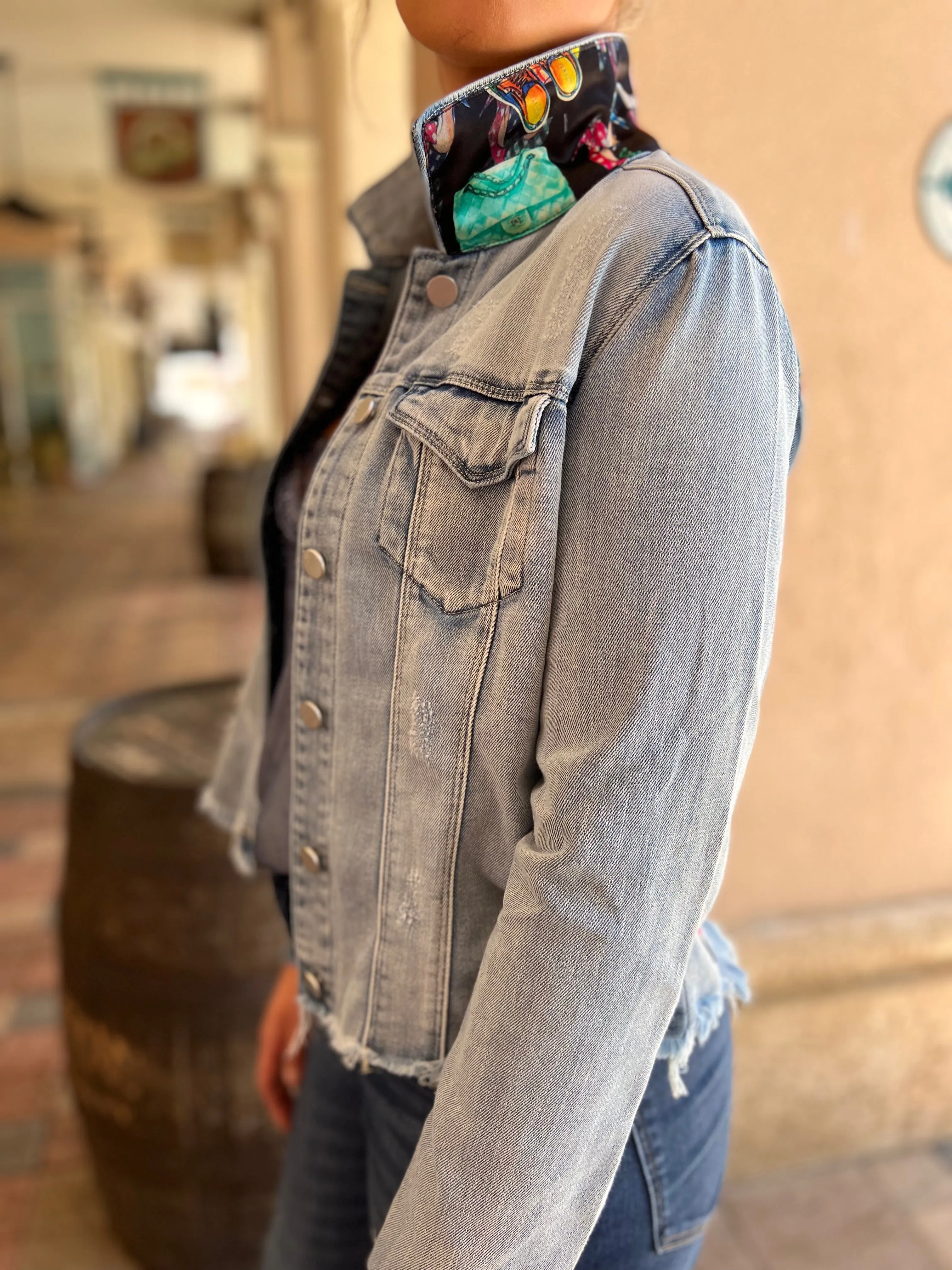 The Light  Denim Jacket /  Black Eclectic Designer