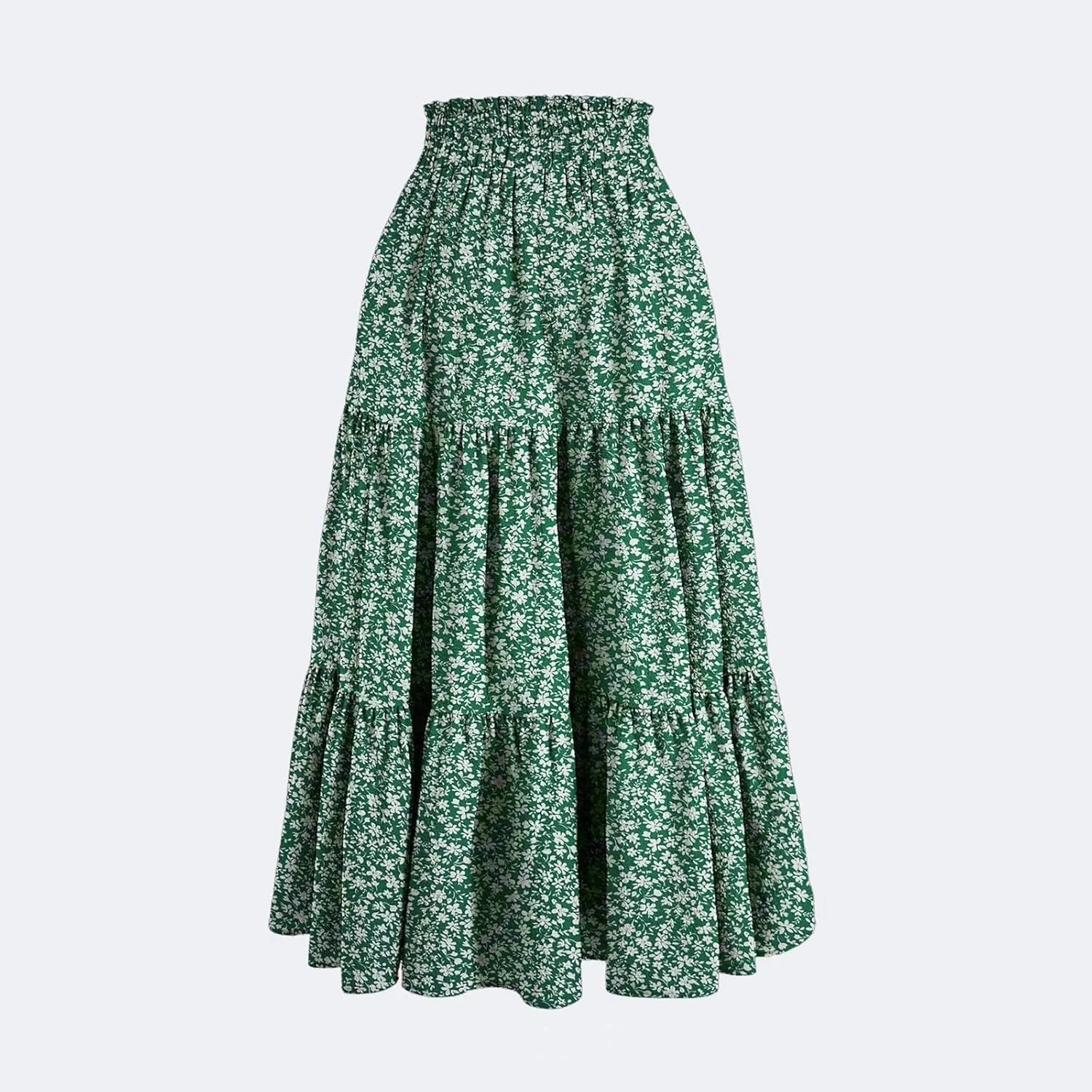 Tiered Maxi Skirts for Women Comfy Long Skorts Elastic High Waisted Ruffle Hem Flowy Swing Summer Cover Ups