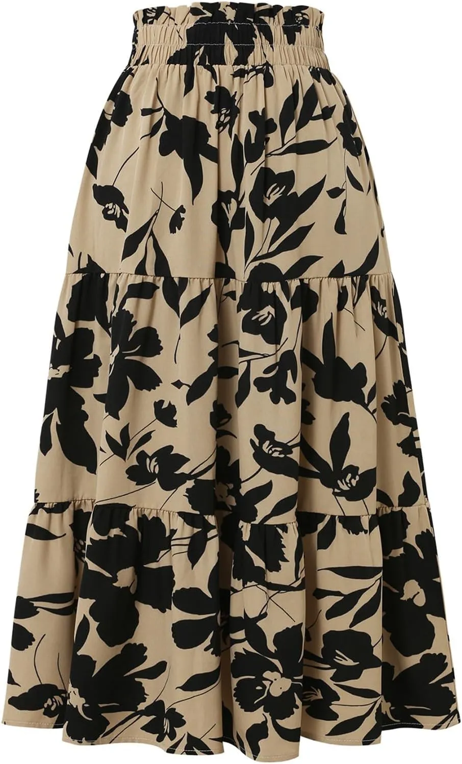Tiered Maxi Skirts for Women Comfy Ruffle Hem Flowy Swing Elastic High Waisted Long Skorts Summer Cover Ups
