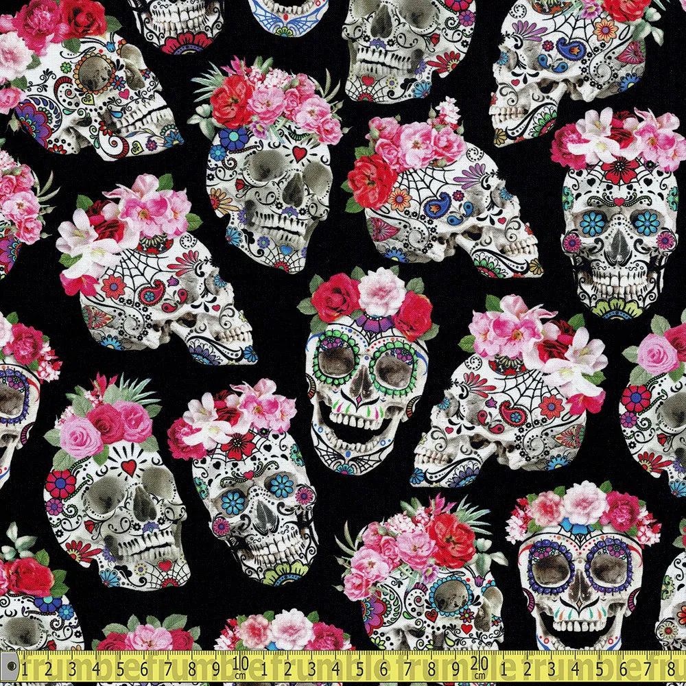 Timeless Treasures - Esperanza - Skulls With Flower Crowns
