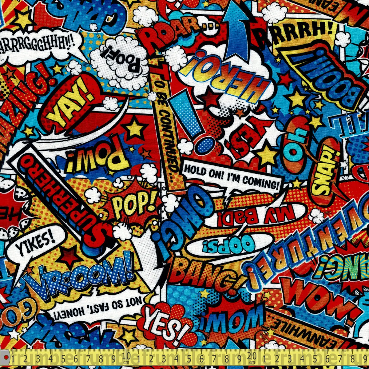 Timeless Treasures Fabric - Superhero Action Words - Multi