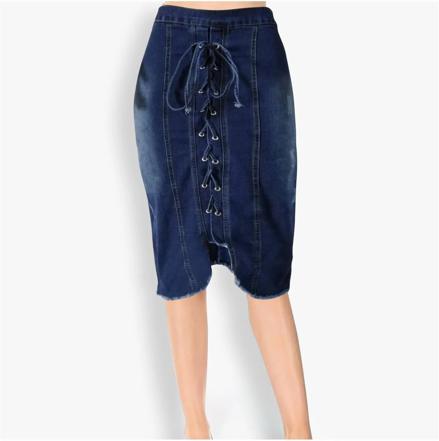 Trendy Skirts for Women Drawstring Lace Up Summer Skirt High Waisted Summer Denim Skirt for Spring Summer