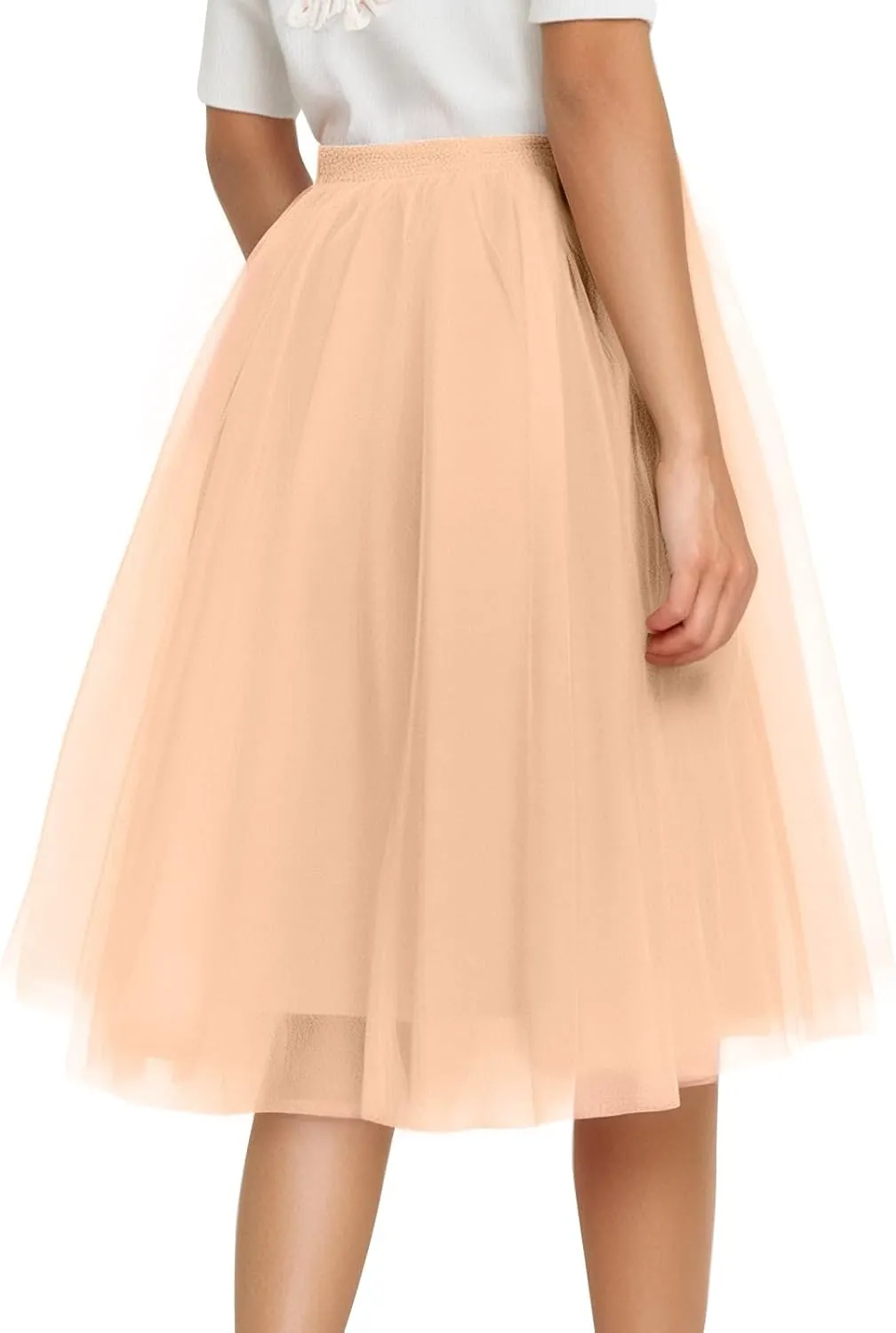 Tulle Skirts for Women Midi Layered A Line Skirt Skorts Elastic High Waisted Tutu Skirt for Prom Party