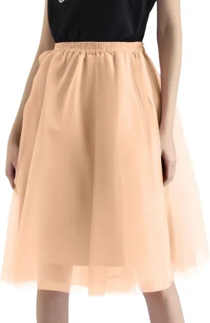 Tulle Skirts for Women Midi Layered A Line Skirt Skorts Elastic High Waisted Tutu Skirt for Prom Party