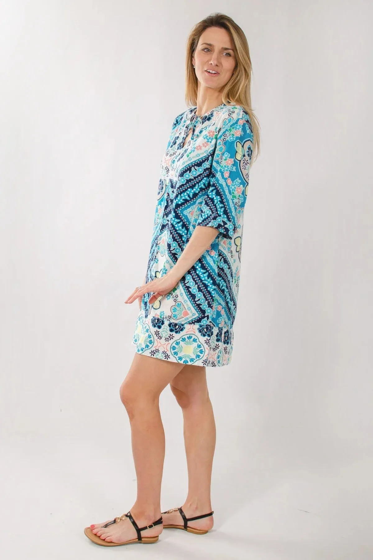 Turquoise Mix Kaftan Dress