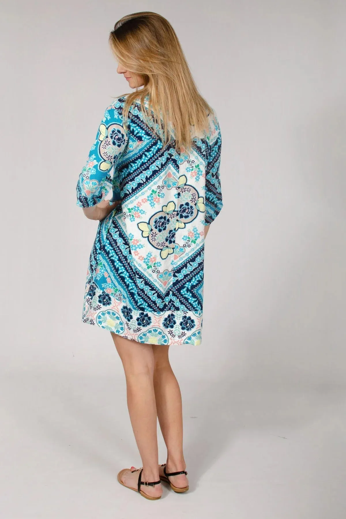 Turquoise Mix Kaftan Dress