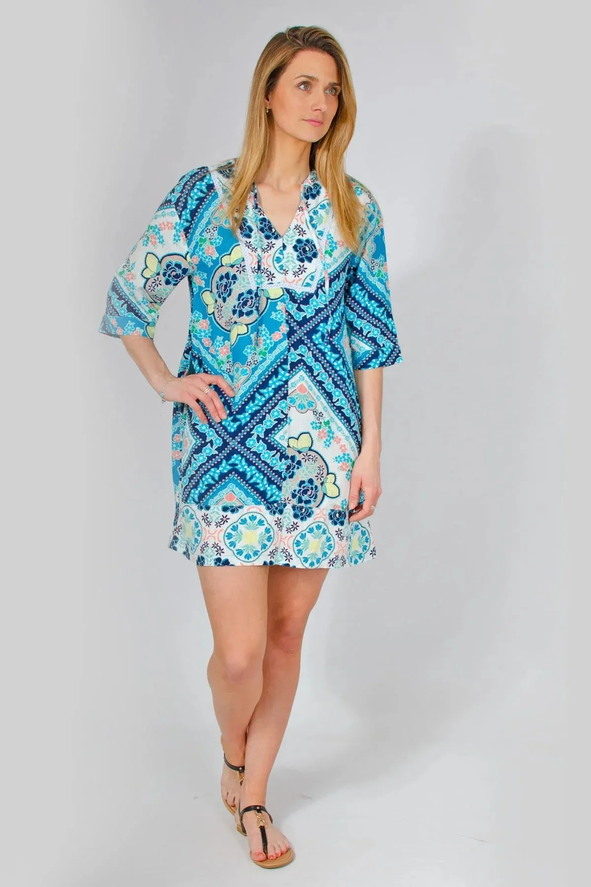 Turquoise Mix Kaftan Dress
