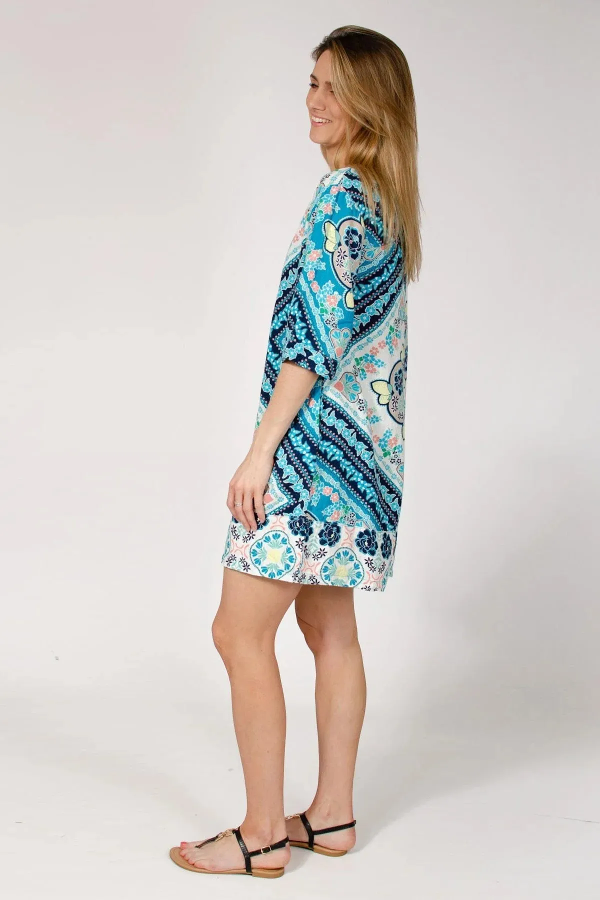 Turquoise Mix Kaftan Dress