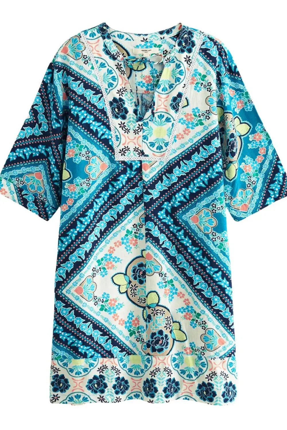 Turquoise Mix Kaftan Dress