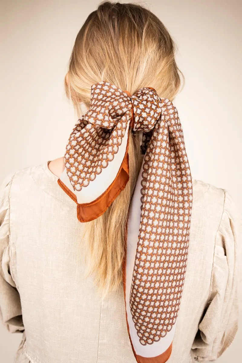 Venetian Garden Orange Square Satin Scarf