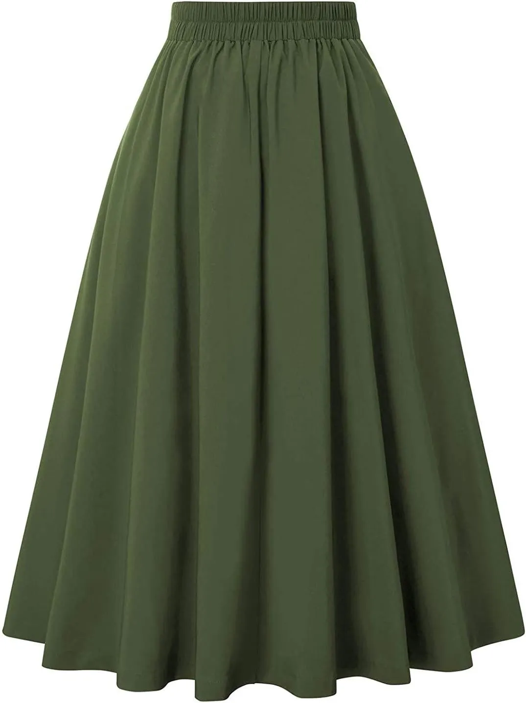 Vintage High Waist Swing Skirt for Women A Line Pleated Midi Skirts Elegant 2025 Retro Fashion