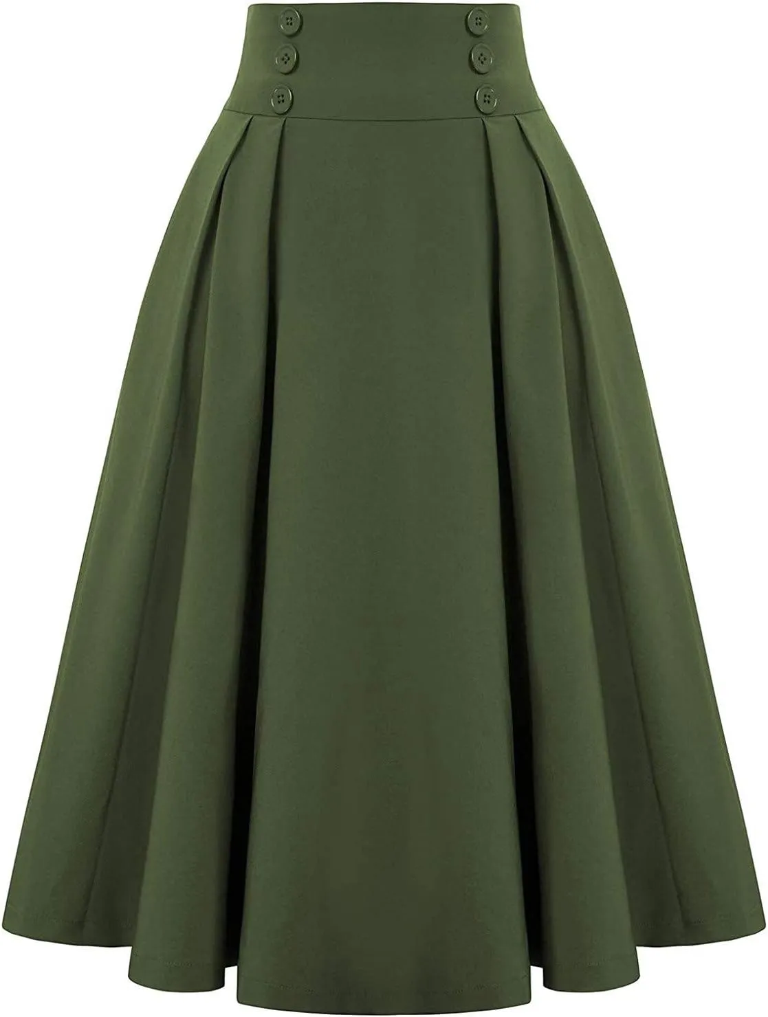 Vintage High Waist Swing Skirt for Women A Line Pleated Midi Skirts Elegant 2025 Retro Fashion