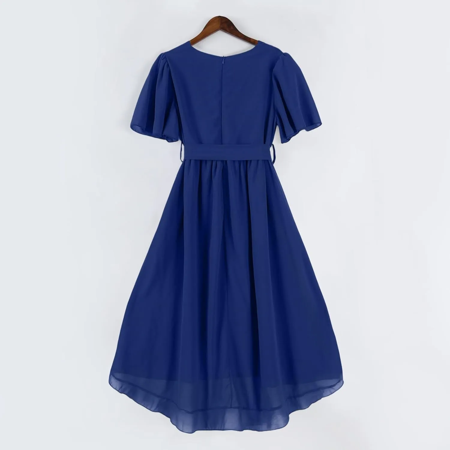 Wedding Guest Dress,Prom Cocktail Summer Sexy Dresses for Women Wrap Flowy Chiffon Womens Midi Dress