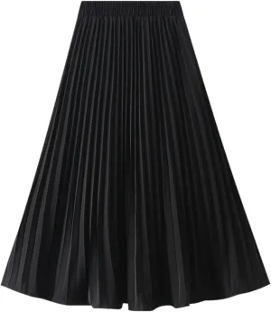 Women 2023 Summer Spring Skirt Women Midi Skirts for Women Waist Solid Skirt Elegant Womens Pleated Maxi Elastic