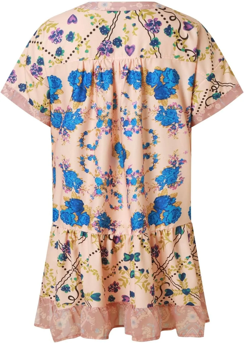 Women Boho Summer Dresses Y2K Babydoll Flowy Dress Ruffle Mini Dress Deep V-Neck Casual Floral Sundress 2025 Clothes
