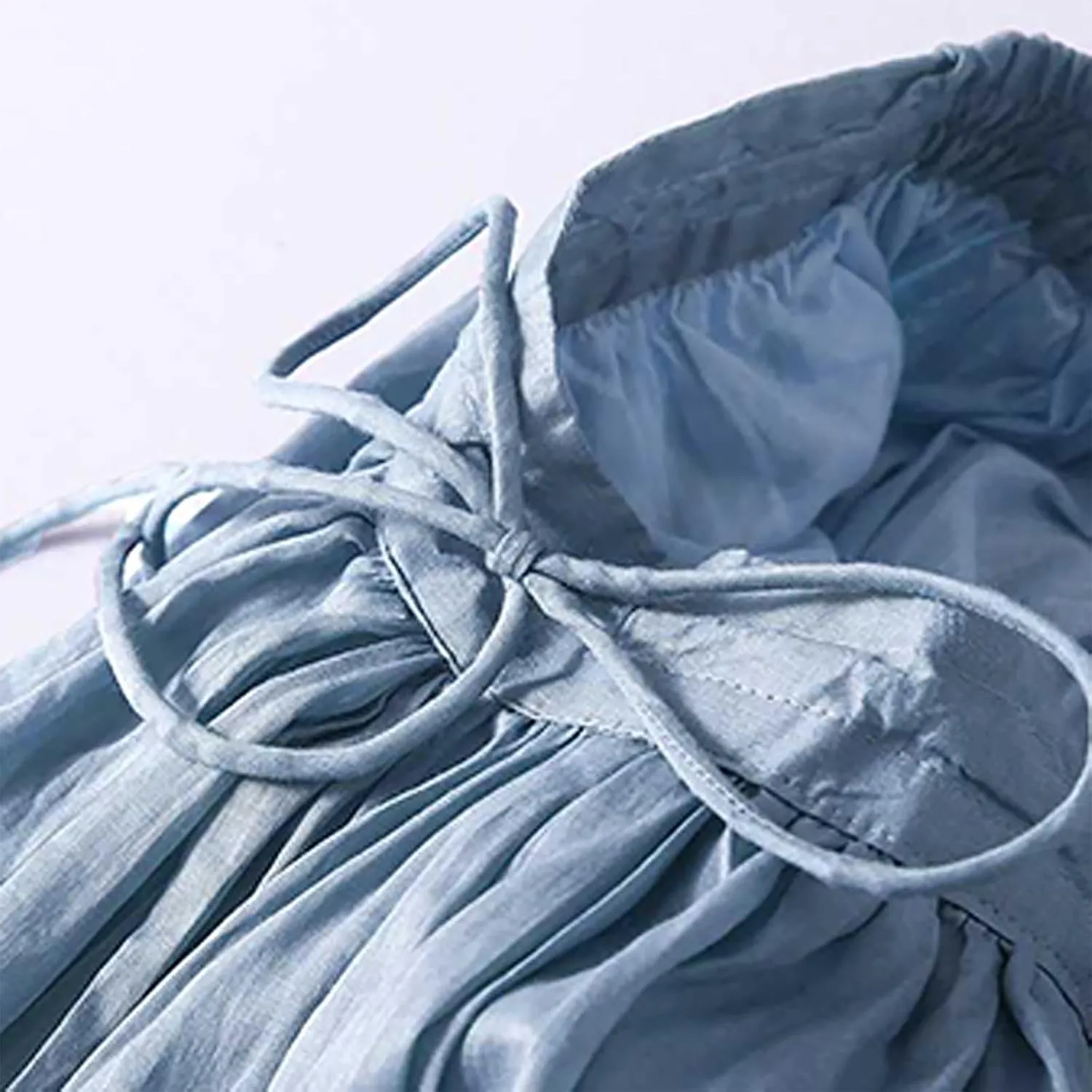 Women Casual Cotton Linen Skirts Baggy Frill Tie Waist A-Line Midi Skirt Summer Fashion Going Out Daily Skirts