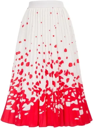 Women Chiffon Pleated Skirts Solid-Color High Waist Skirts Vintage