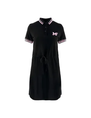 Women Embroidered Badge Casual Polo Dress With Elastic Waist