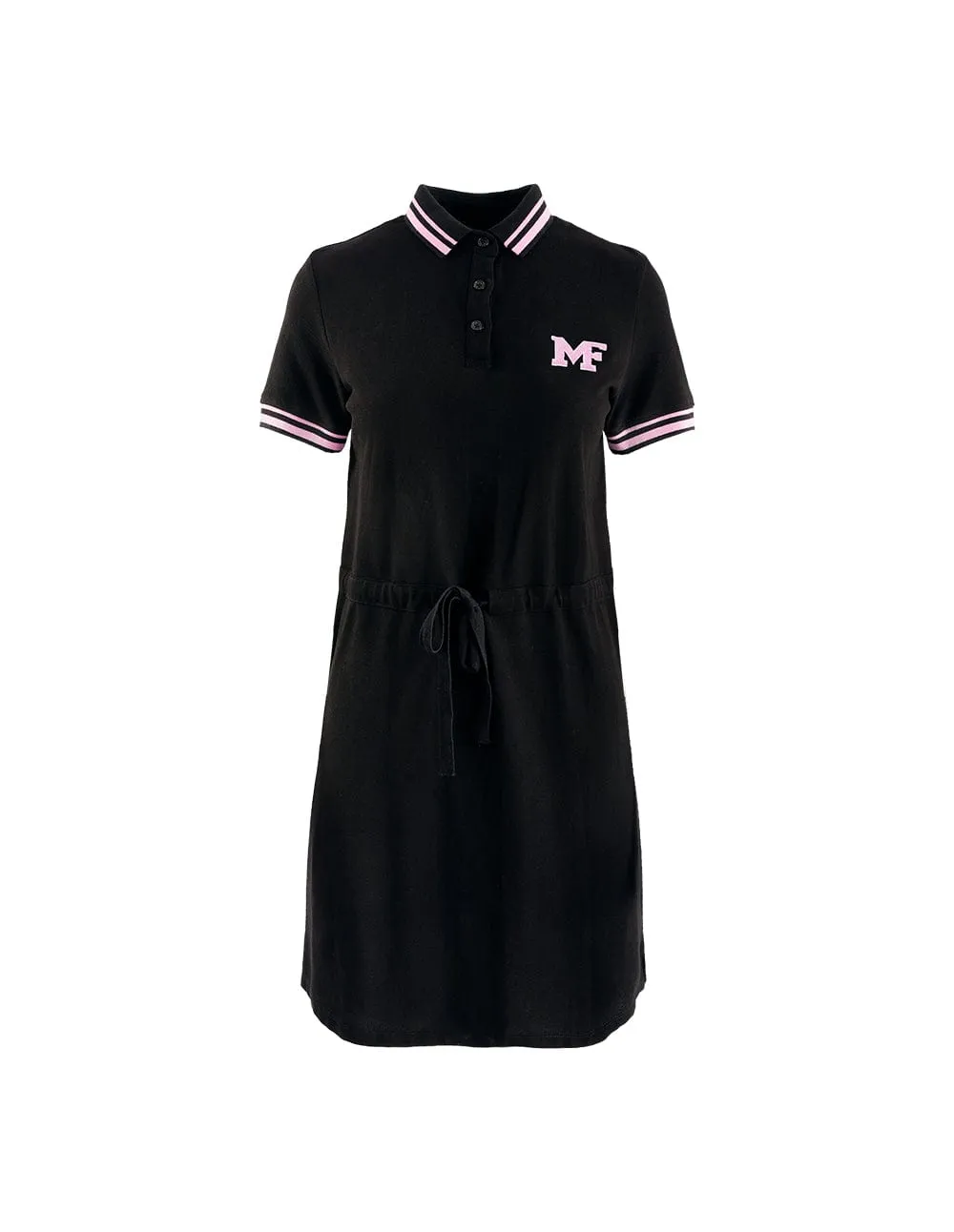 Women Embroidered Badge Casual Polo Dress With Elastic Waist