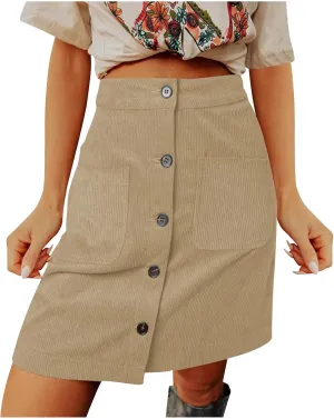 Women High Waist Button Down Cargo Skirt Fashion Solid A-line Midi Skirts 2024 Summer Dressy Business Pencil Skirt