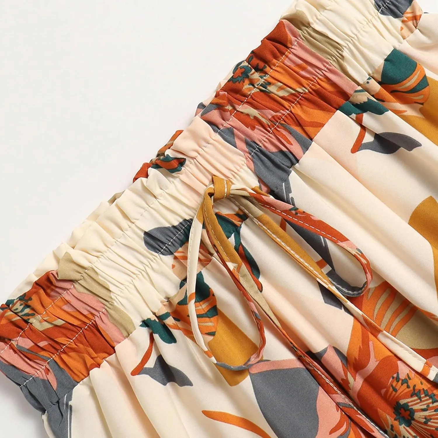 Women Maxi Skirt Floral Tiered Pleated Skirt Flowy Swing High Waisted Go Outing Clothes