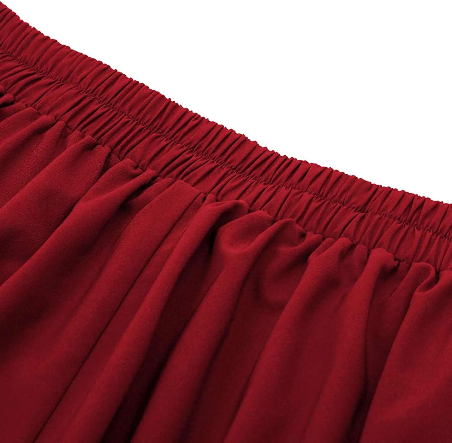 Women Plaid Skirt Vintage High Waist Pleated Skirt with Pockets Casual Flared Midi A-Line Skirt Pleated Skirt (Red, M)
