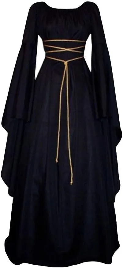 Women Plus Size Solid Vintage Long Sleeve Bandage Long Party Dress Plus Size Midi Dress
