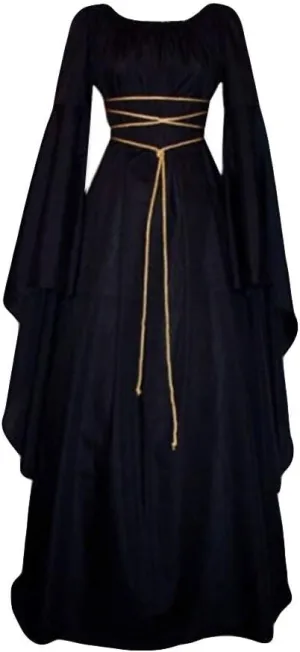 Women Plus Size Solid Vintage Long Sleeve Bandage Long Party Dress Plus Size Midi Dress
