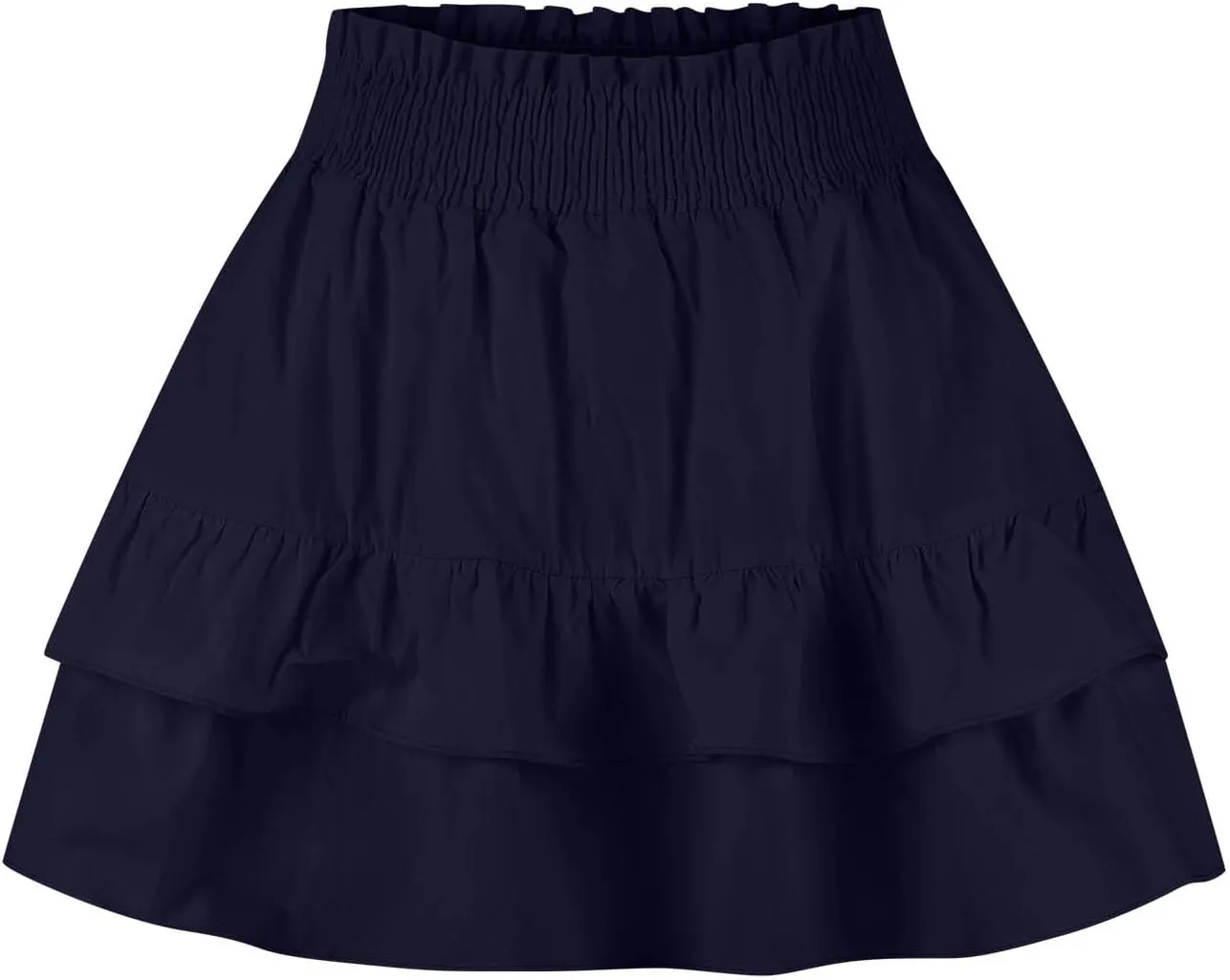 Women Ruffle Mini Skirts Smocked Waist Pleated Tiered Ruffle Hem Short Skirt Summer Casual Half Dress 2025 New