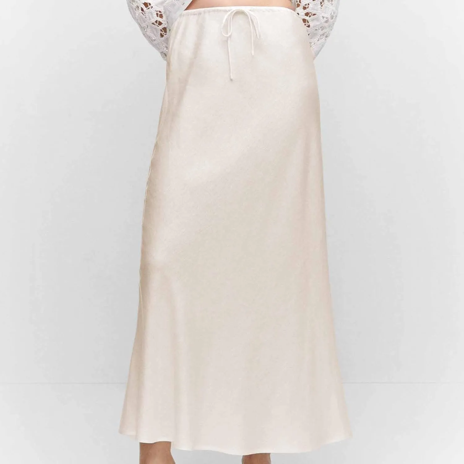 Women Satin Bodycon Midi Skirt Lace-Up High Waist Solid Pencil Skirts Spring Summer Elegant Prom Party Long Skirt
