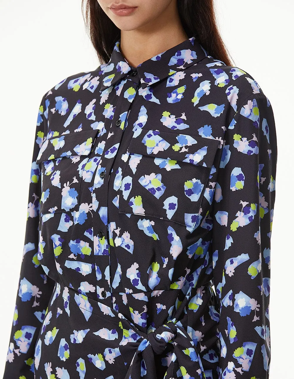 Women Shirt Collar Allover Prints Dress