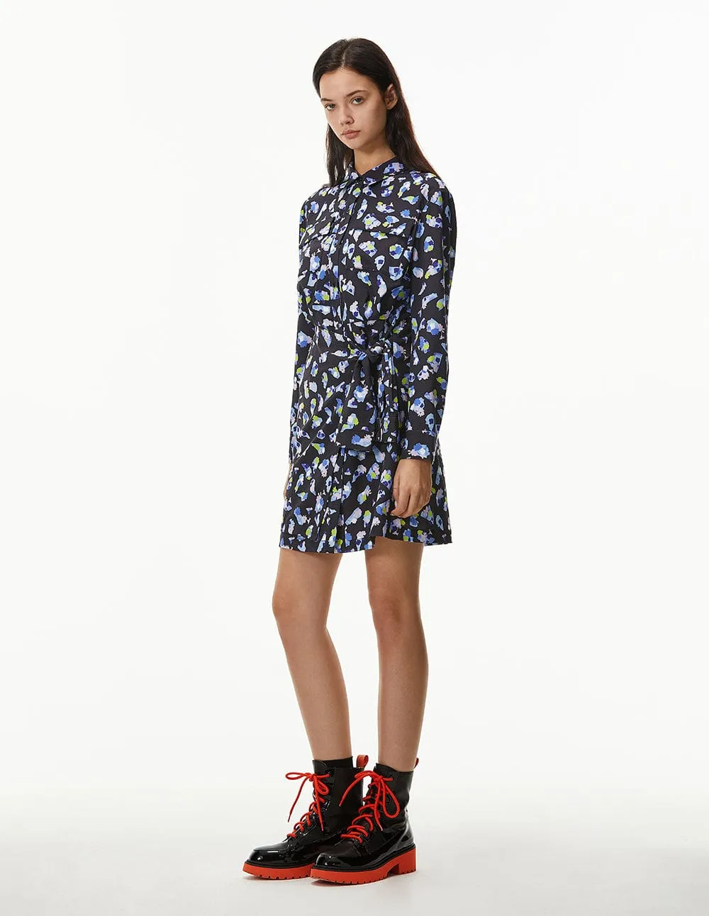Women Shirt Collar Allover Prints Dress