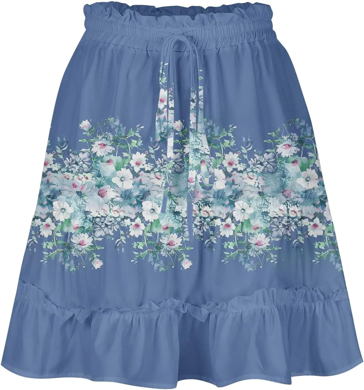 Women Skirt for Women Floral Graphic Skort Loose Medieval Pleated High Cut Peasant Basic Midi Skirt Y2K Drawstring