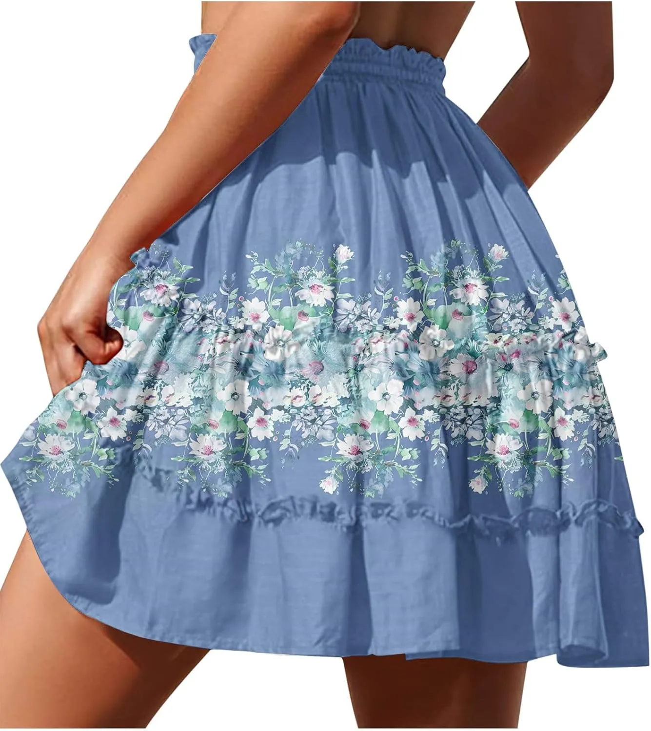 Women Skirt for Women Floral Graphic Skort Loose Medieval Pleated High Cut Peasant Basic Midi Skirt Y2K Drawstring