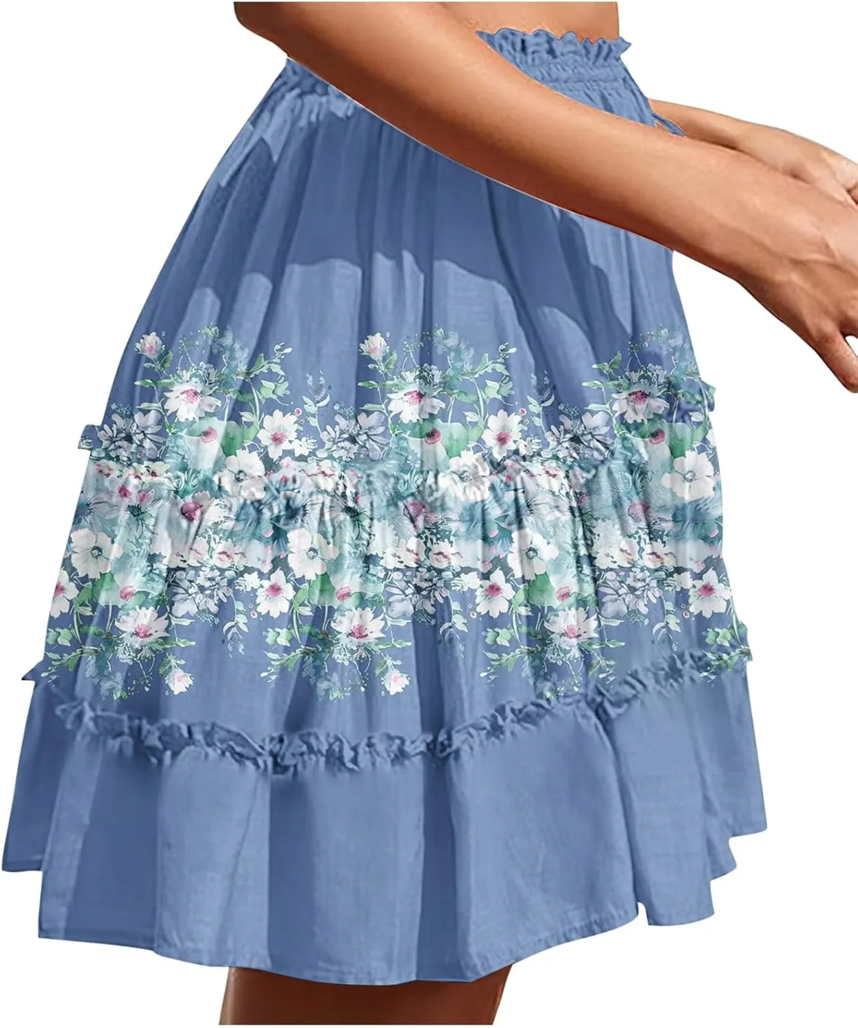 Women Skirt for Women Floral Graphic Skort Loose Medieval Pleated High Cut Peasant Basic Midi Skirt Y2K Drawstring