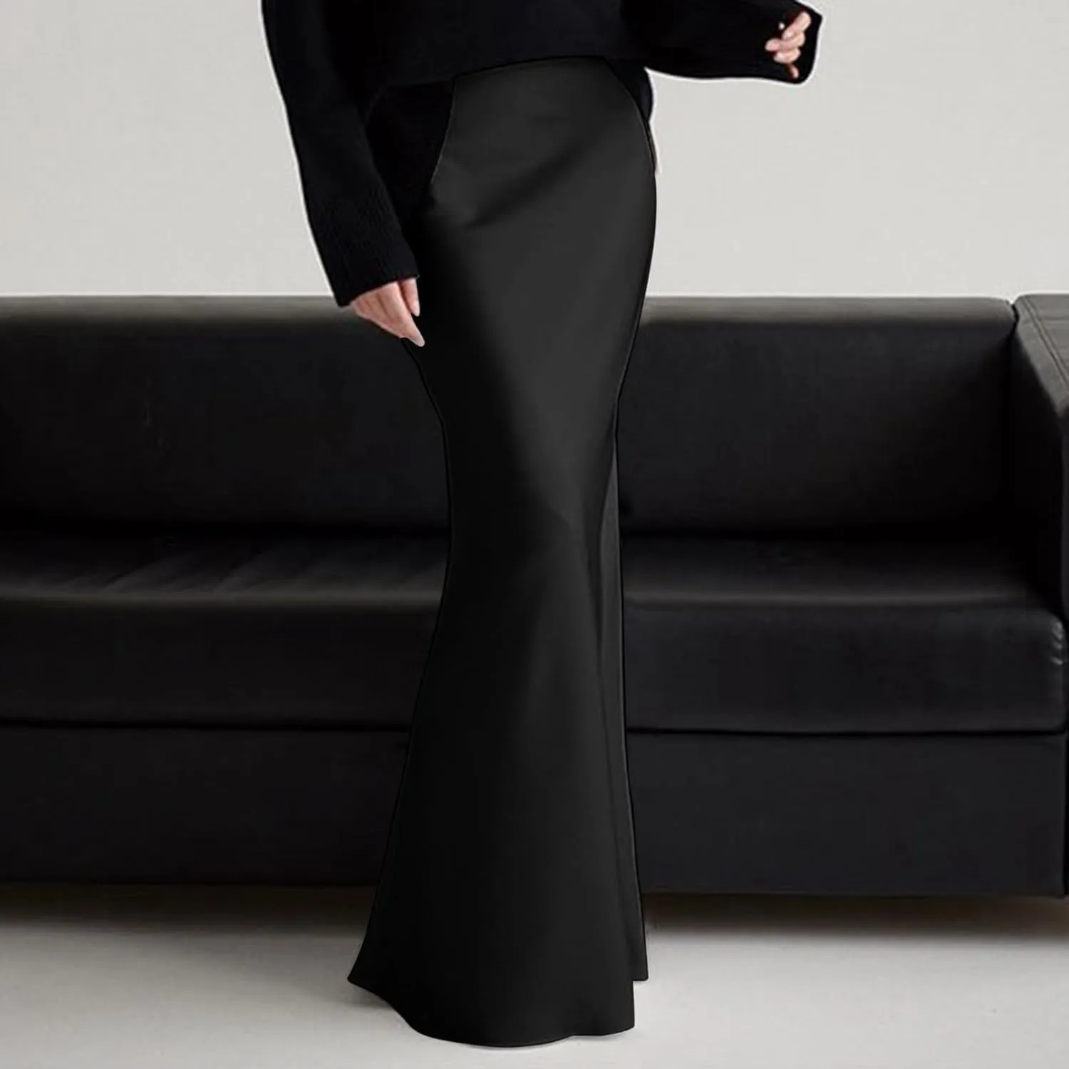 Women Spring Summer Skirt 2024 Silk Elegant High Waist Cocktail Party Wedding Hem Satin Maxi Ballet Leotard No