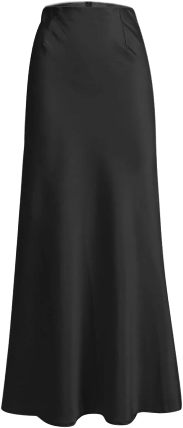 Women Spring Summer Skirt 2024 Silk Elegant High Waist Cocktail Party Wedding Hem Satin Maxi Ballet Leotard No