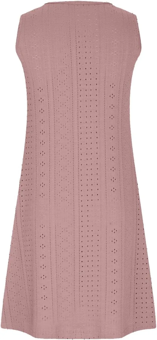 Women Summer Dresses Cap Sleeve Babydoll Eyelet Ruffle V Neck Mini Dress Plus Size Casual Loose Cover Up Dress