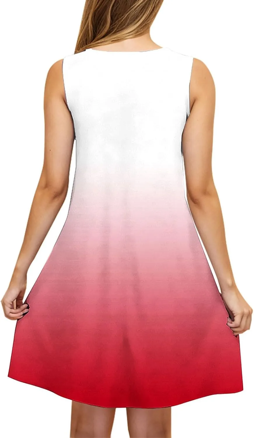 Women Tie Dye Tank Dresses for Summer Sleeveless Round Neck Midi Casual Dress with Pocket Beach Holiday Outfits