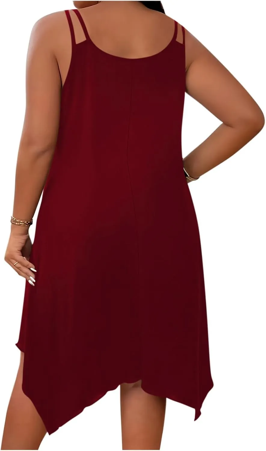 Women's 2025 Summer Dress Casual Boho Sundress Spaghetti Strap Beach Cover Up Irregular Hem Flowy Midi Vacation Dresses