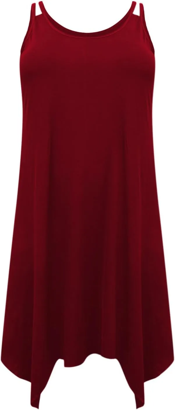 Women's 2025 Summer Dress Casual Boho Sundress Spaghetti Strap Beach Cover Up Irregular Hem Flowy Midi Vacation Dresses